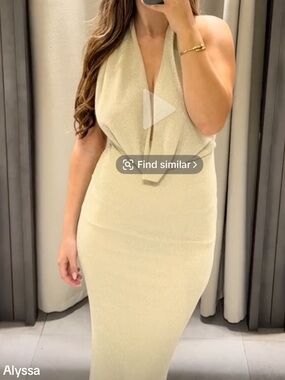 SOLD OUT Zara Draped Halter Maxi Dress in SPARKLY GOLD SIZE SMALL